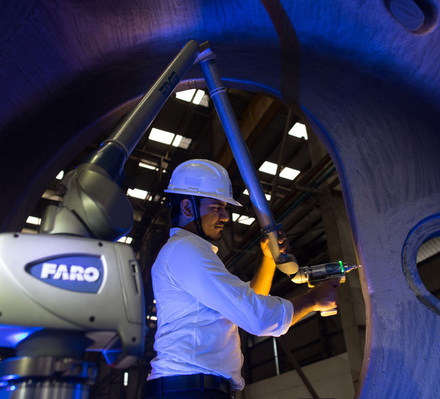 Precision inspection of a large industrial casting