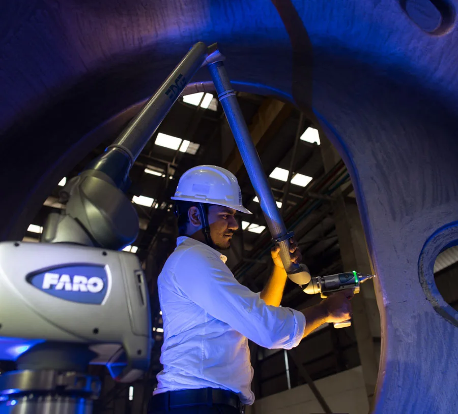 Precision inspection of a large industrial casting